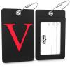 Shacke Luggage Tag Initial - Fully Bendable Tag w/Stainless Steel Loop - Black (Letter V) view 2