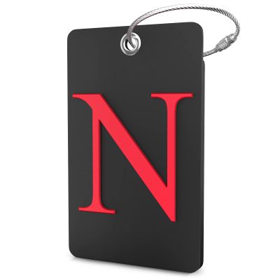 Shacke Luggage Tag Initial - Fully Bendable Tag w/Stainless Steel Loop - Black (Letter N)