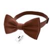 Adam Young Men's Twill Brown Bow Tie with Handkerchief & Cufflinks Pre-Tied Style Formal Coffee Satin Classic Bowtie for Tuxedo Faux Silk (Large, Brown) view 2