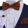 Adam Young Men's Twill Brown Bow Tie with Handkerchief & Cufflinks Pre-Tied Style Formal Coffee Satin Classic Bowtie for Tuxedo Faux Silk (Large, Brown) view 4