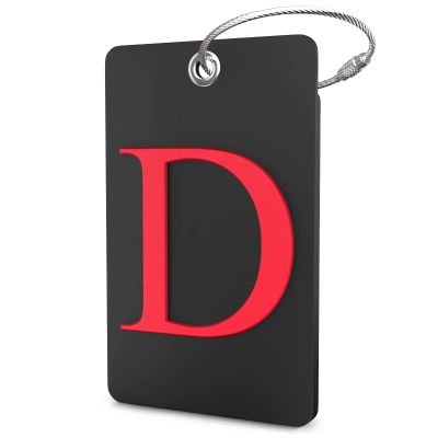Shacke Luggage Tag Initial - Fully Bendable Tag w/Stainless Steel Loop - Black (Letter D)