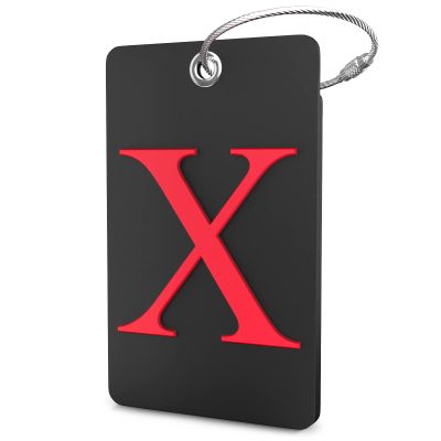 Shacke Luggage Tag Initial Fully Bendable Tag w/Stainless Steel Loop - Black (Letter X)
