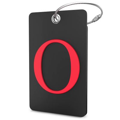 Shacke Luggage Tag Initial - Fully Bendable Tag w/Stainless Steel Loop - Black (Letter O)
