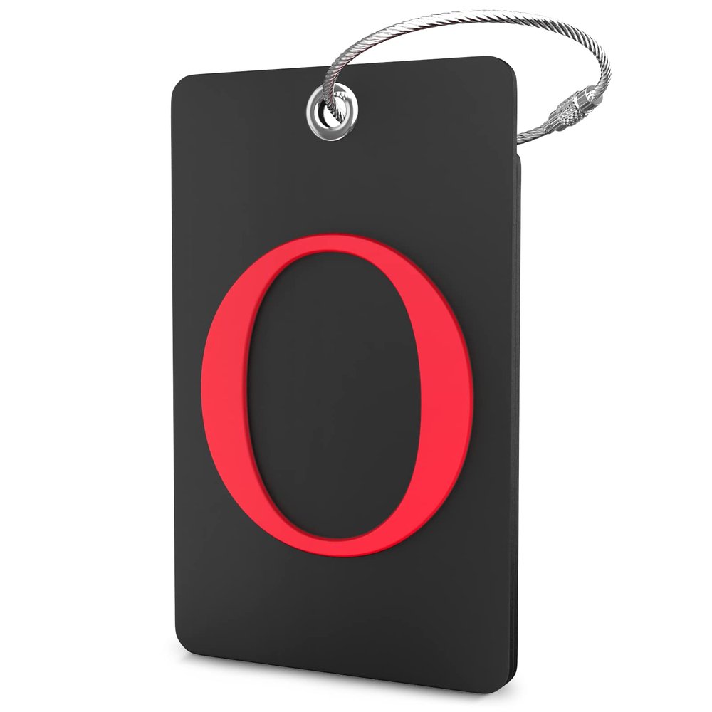 Shacke Luggage Tag Initial - Fully Bendable Tag w/Stainless Steel Loop - Black (Letter O)