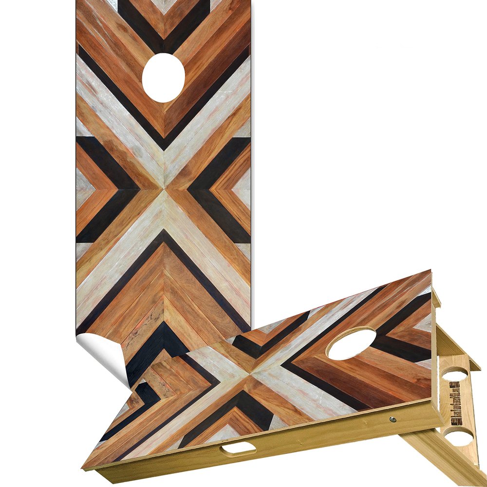 Beerpongtoss Cornhole Board Wraps, Cornhole Decals and Wraps for Boards (Set of 2), Cornhole Skins for Boards, Cornhole Board Covers (Wood Grain)