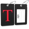 Shacke Luggage Tag Initial - Fully Bendable Tag w/Stainless Steel Loop - Black (Letter T) view 2