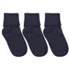 Jefferies Socks Girl's Boy's Seamless Cotton Turn Cuff Socks 3 Pair Pack, Navy, X-Large view 1
