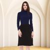 BGDK Soft Cotton A-Line Midi Skirt for Women Knee Length Skirt with Middle Seam Elastic Waist- 95% Cotton Fit and Flare Skirt- High Waist Flowy Skirt for Work, Office, Business, Church Heather view 3