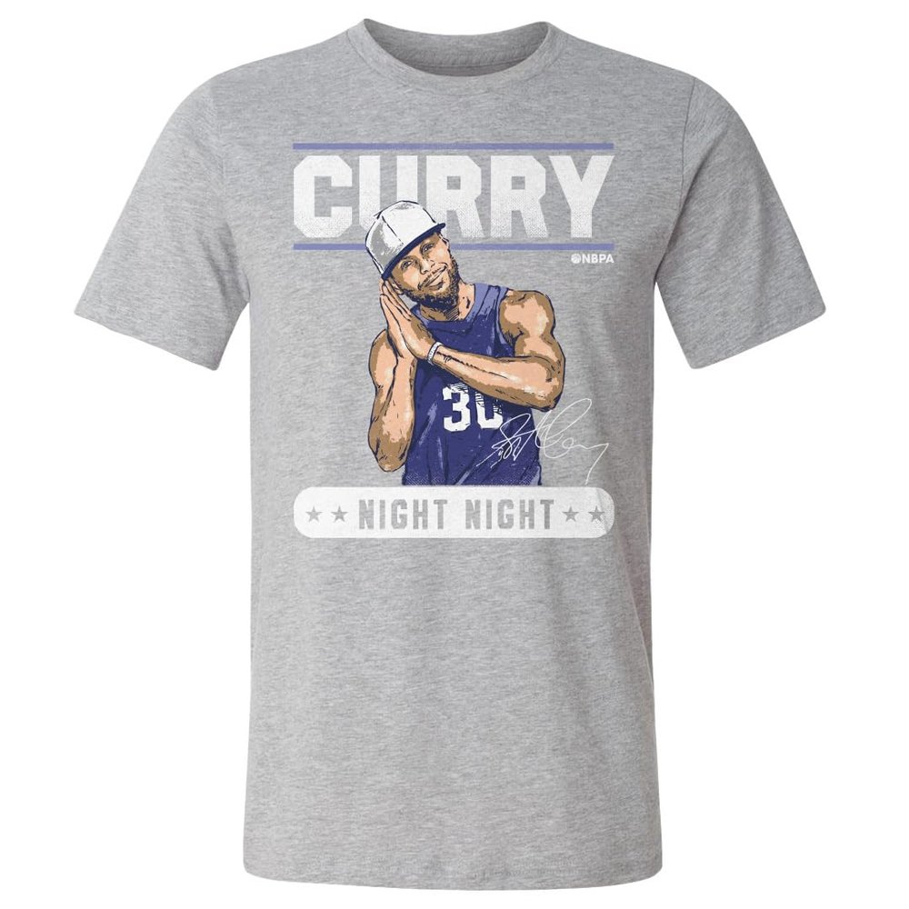 500 LEVEL Steph Curry Shirt - Steph Curry Golden State Night Night WHT (Heather Gray, Small)