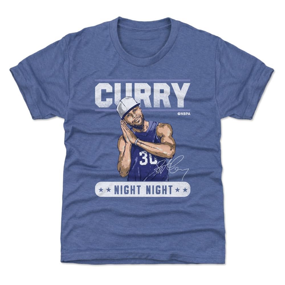 500 LEVEL Steph Curry Youth Shirt (Kids Shirt, 14-16Y X-Large, Tri Royal) - Steph Curry Golden State Night Night WHT