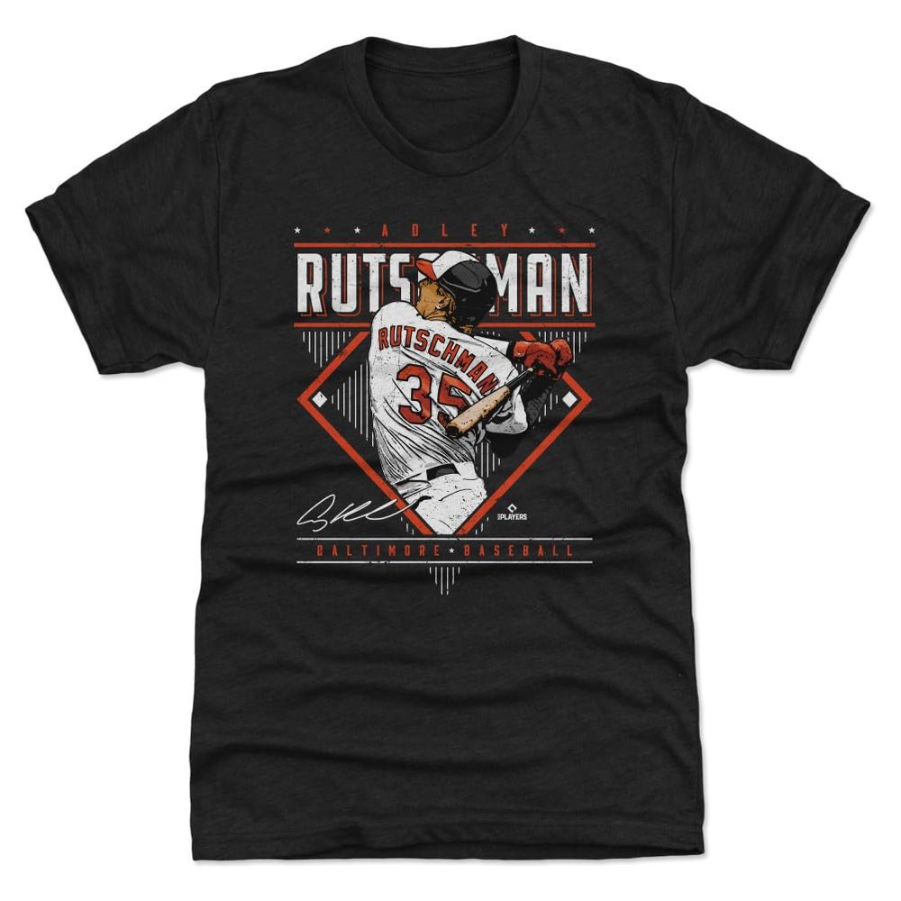 500 LEVEL Adley Rutschman T-Shirt (Premium Men's T-Shirt, XX-Large, Tri Black) - Adley Rutschman Baltimore Diamond Name WHT