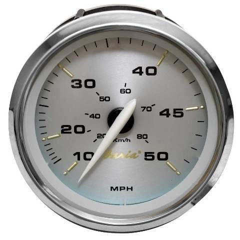 Faria Boat Speedometer Gauge SE9843A | Kronos Silver 3 3/8 Inch