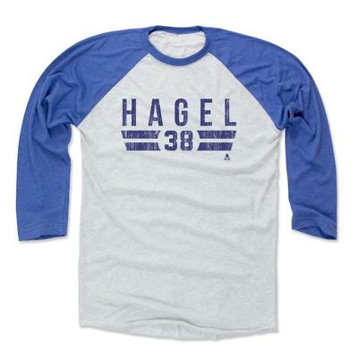 500 LEVEL Brandon Hagel 3/4 Sleeve T-Shirt (Baseball Tee, XXX-Large, Royal/Ash) - Brandon Hagel Tampa Bay Font