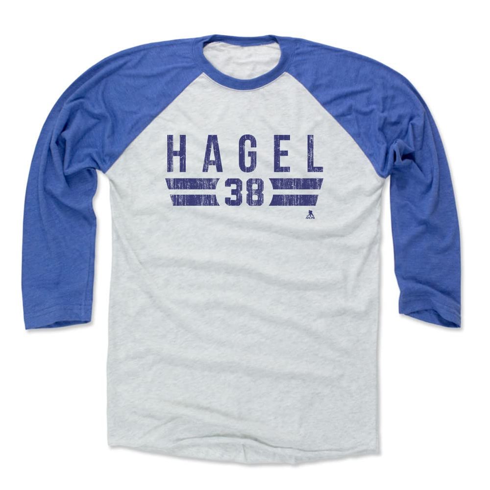 500 LEVEL Brandon Hagel 3/4 Sleeve T-Shirt (Baseball Tee, XXX-Large, Royal/Ash) - Brandon Hagel Tampa Bay Font