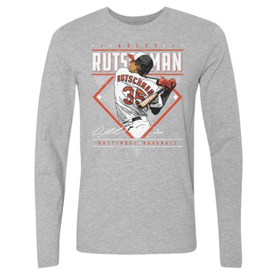 500 LEVEL Adley Rutschman Long Sleeve Tee (Long Sleeve, XX-Large, Heather Gray) - Adley Rutschman Baltimore Diamond Name WHT