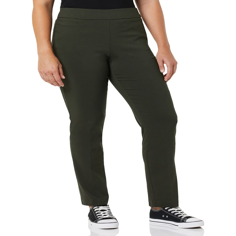 Briggs New York Women's Super Stretch Millennium Welt Pocket Pull on Career Pant, Evening Pine, 6