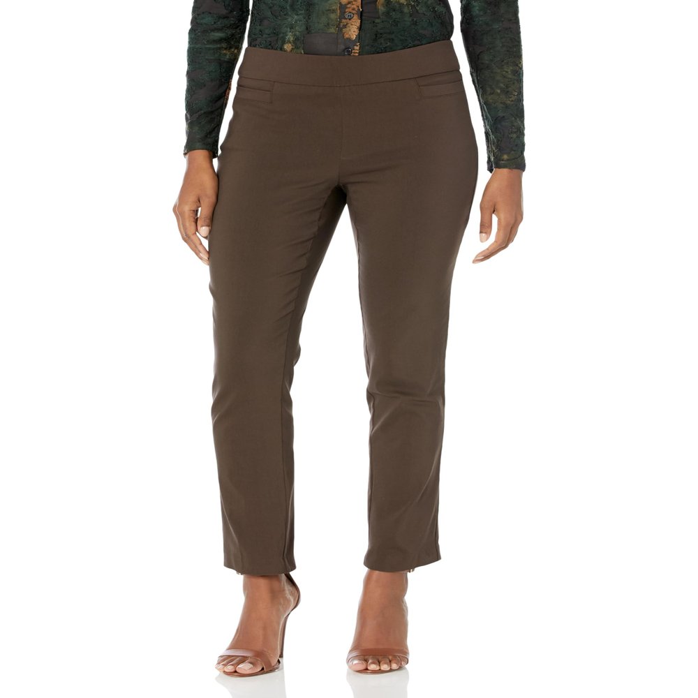 Briggs New York Women's Super Stretch Millennium Welt Pocket Pull on Career Pant, Cocoa, 18
