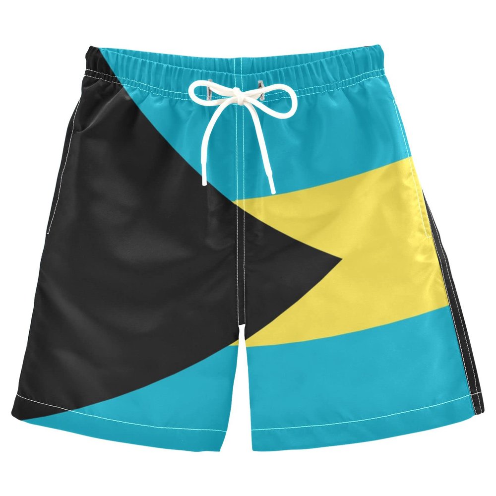 Vnurnrn The Bahamas Flags Boys' Quick Dry Swim Board Shorts Swim Trunks White