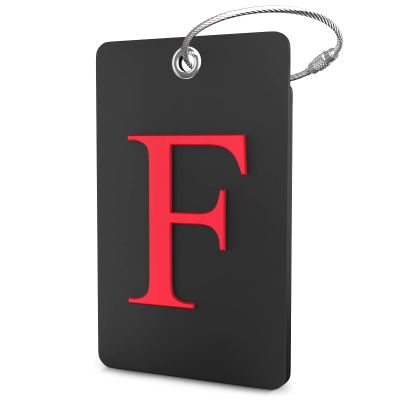 Shacke Luggage Tag Initial - Fully Bendable Tag w/Stainless Steel Loop - Black (Letter F)