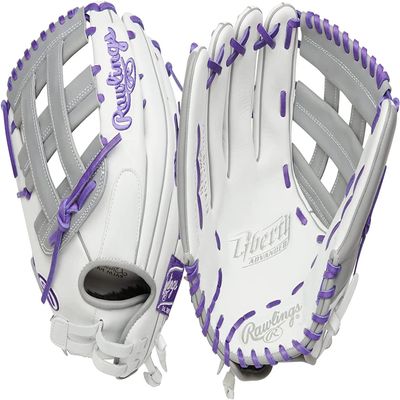 Rawlings | LIERTY ADVANCED Color Series Fastpitch Softball Glove | Left Hand Throw | 12.75' Pro H-Web | White/Purple/Grey