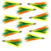 10pcs Zucchini Fish WOW! 4" mini Feather 1/2oz Bullet Chrome Head Trolling Feather unrigged Bait view 1