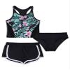 Moggemol Kids Girls Tankini Swimsuit Floral Print Tank Top with Swim Bottoms 3 Pieces Shorts Bathing Suit Lily 4 Years view 3