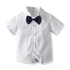 Baptism Christening Outfit for Boys Bowtie Dress Shirt Suspender Overalls Bib Shorts Set - Gentleman White Wedding Tuxedo Ring Bearer Cake Smash Formal Outfits Suit Clothes Set Navy 3-4 Years view 3