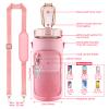 64OZ Half Gallon Water Bottle with Sleeve, Inspirational Water Bottle with Straw & Time Marker to Drink, Leakproof Tritan BPA Free Sport Water Jug Reusable Neoprene for Daily Workout Gym Sport view 2