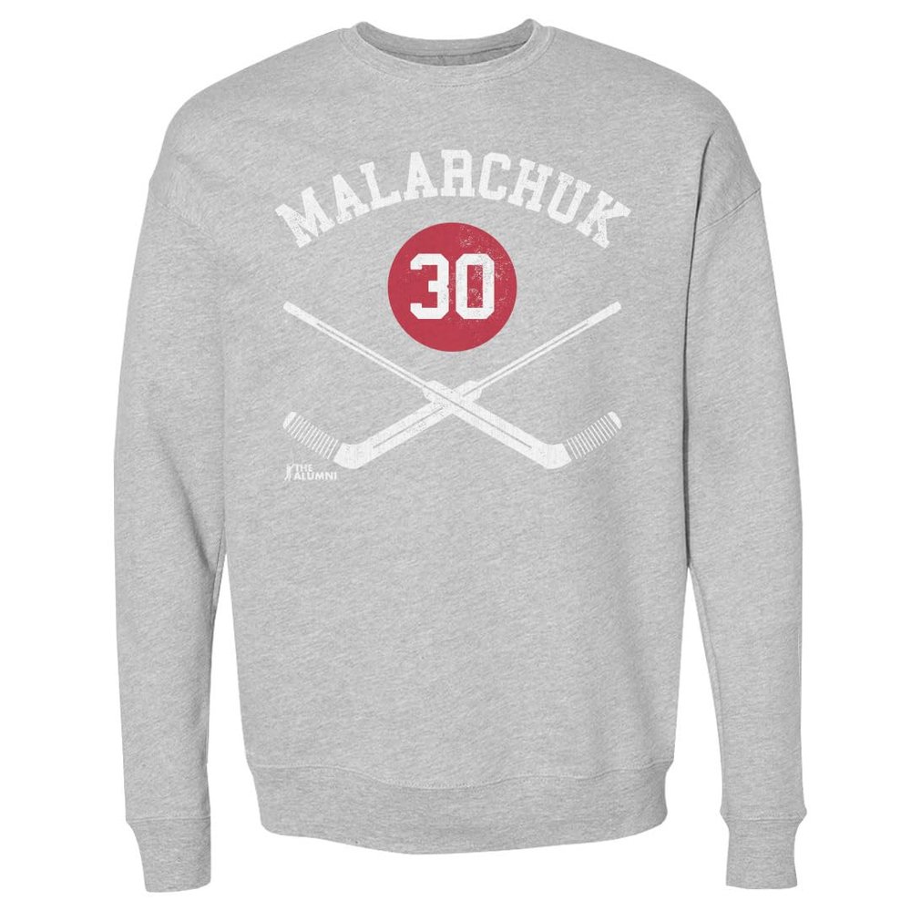 500 LEVEL Clint Malarchuk Sweatshirt (Crew Sweatshirt, XX-Large, Heather Gray) - Clint Malarchuk Quebec 30 Goalie Sticks WHT