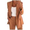 Jacket for Women Fashion Long Sleeve Button Lapel Slim Fit Cardigan Temperament Blazer Coat Office Wear Blouse Tops Brown view 1