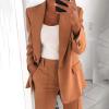 Jacket for Women Fashion Long Sleeve Button Lapel Slim Fit Cardigan Temperament Blazer Coat Office Wear Blouse Tops Brown view 2