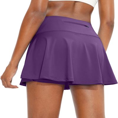 SANTINY Pleated Tennis Skirt for Women with 4 Pockets Women's High Waisted Athletic Golf Skorts Skirts for Running Casual (Dark Purple_XXS)