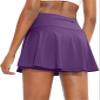 SANTINY Pleated Tennis Skirt for Women with 4 Pockets Women's High Waisted Athletic Golf Skorts Skirts for Running Casual (Dark Purple_XXS) view 1