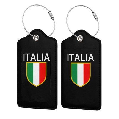 Luggage Tags, Italia Italian Flag Italy Leather Suitcase Tags Identifiers ID Labels with Privacy Cover fits on Backpack, Travel Bag, for Travel Bag
