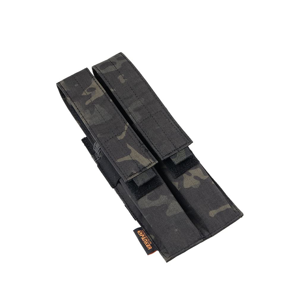 EXCELLENT ELITE SPANKER Open Top Single/Double/Triple Kriss Mag Pouch Tactical Molle MP7 Magazine Pouch (Double Multicam Black)