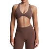 Aoxjox Women's Workout Sports Bras Fitness Metamorph Sienna Twist Bra Yoga Crop Tank (Fudge Coffee, X-Small) view 1