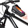 WILD MAN Quick Release Bike Frame Bag with TPU Touch Screen Top Tube Bike Phone Front Frame Bag for Mountain Road Bike MTB Cycling(E12X,Black) view 1