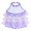 Moggemol Kids Girls Shiny Sequins Dance Dress Leotard Jazz Latin Salsa Rumba Dance Performance Costume Lavender 6 Years view 3