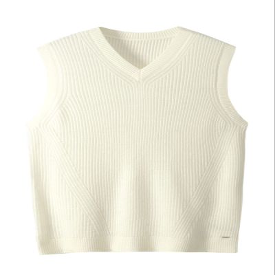 zhilifs Mens V-Neck Knitted Sweater Sleeveless Pullover Knitwear Vest Solid Plain Loose Fit All Match Sweater Tops_White_Large