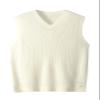 zhilifs Mens V-Neck Knitted Sweater Sleeveless Pullover Knitwear Vest Solid Plain Loose Fit All Match Sweater Tops_White_Large view 1