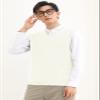 zhilifs Mens V-Neck Knitted Sweater Sleeveless Pullover Knitwear Vest Solid Plain Loose Fit All Match Sweater Tops_White_Large view 2