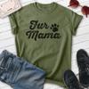 EVERTREE CLOTHING Fur Mama T-Shirt, Unisex Women's Shirt, Cute Dog Shirt, Dog Mama Shirt, Pet Shirt, Pet Owner Shirt, Heather Military Green, Large view 3