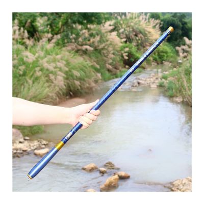 BNNP Fishing Pole Retractable Hand Pole, Hand Fishing Rod Super Hard Carbon Fiber Carp Telescopic Stream Pole Freshwater River (Color : Blue, Size : 4.5M)