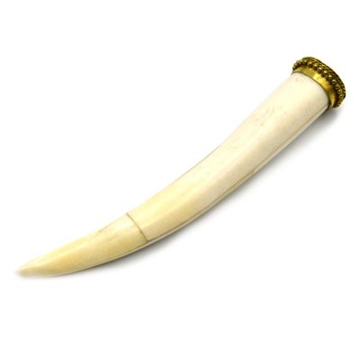 Bone Tusk Pendant | 4.5 Inch Ox Bone Focal Tusk Pendant | Horn Pendant | White