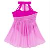 Daenrui Kids Girls Halter Neck Cutout Back Ballet Lyrical Dance Dress Latin Jazz Skating Costume Leotard Skirt Rose 6 Years view 4