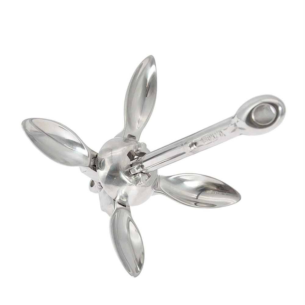 Kayak Fishing Accessories Kayaking Inflatable Boat Anchor Stainless Steel Umbrella Anchor Pleasure Boat Fishing Boat Folding Anchor Marine Accessories for Kayaks Canoes Boats (Size : 2pcs)