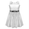 Hansber Kids Girls Sleeveless Metallic Dress Zip Back A-Line Skater Dresses Athletic Tennis Golf Dress Outfits Metallic,Silver 4 view 1