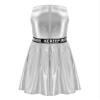 Hansber Kids Girls Sleeveless Metallic Dress Zip Back A-Line Skater Dresses Athletic Tennis Golf Dress Outfits Metallic,Silver 4 view 2