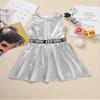 Hansber Kids Girls Sleeveless Metallic Dress Zip Back A-Line Skater Dresses Athletic Tennis Golf Dress Outfits Metallic,Silver 4 view 3