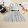Hansber Kids Girls Sleeveless Metallic Dress Zip Back A-Line Skater Dresses Athletic Tennis Golf Dress Outfits Metallic,Silver 4 view 4